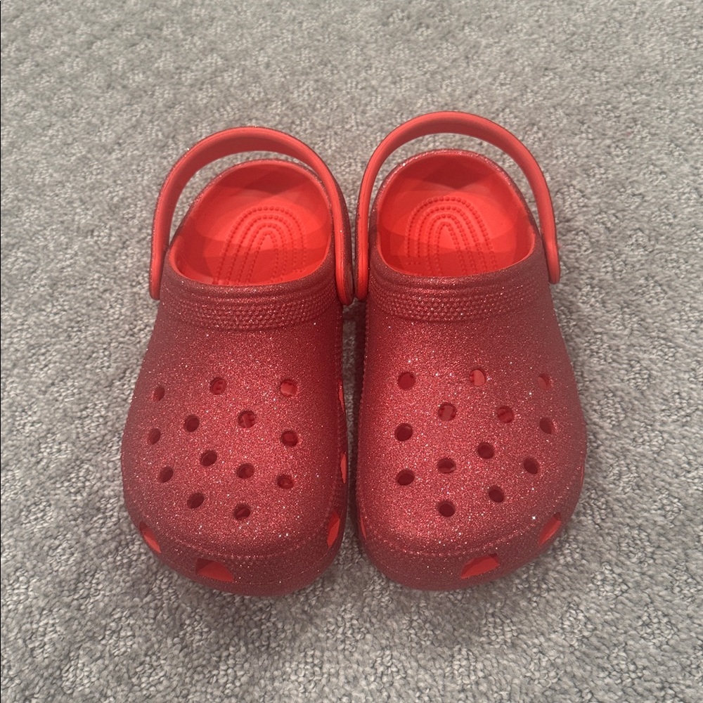 CROCS Kids Sparkly Red Clogs - Picture 2 of 5